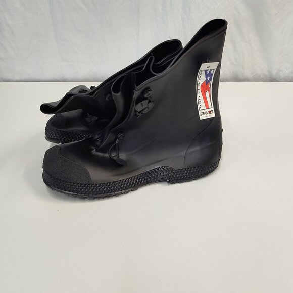 Servus Overboots Rain Galoshes 3 Buckle XL (14-15) Black Rubber Waterproof USA - Picture 1 of 7